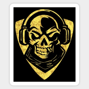 Skull with Headphones Abstract Tribal Tattoo Style Sticker